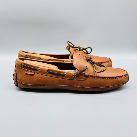 Cole Haan Shoes Mens 12 Brown Leather Driving Moc Loafers Slip On Studded Sole - Picture 1 of 13